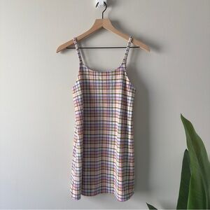 Justice Multicolor Plaid Slip Dress Spaghettie Strap Y2K Retro Colorful Pastel